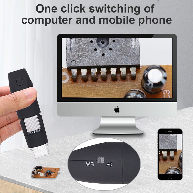 1000X Wifi Microscope LED Illuminated 1080P Electronic Microscopes for PCB Jewelry Inspection Digital Microscope Android IOS PC