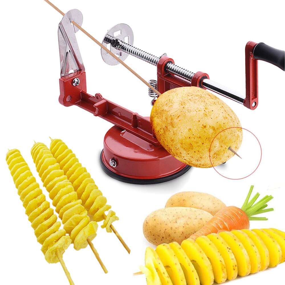 Twisted Potato Slicer Spiral Groentesnijder Voor Ui Wortel Komkommer Aubergine Worst Hotdog Bbq En Gebakken Franse Fry Cutter