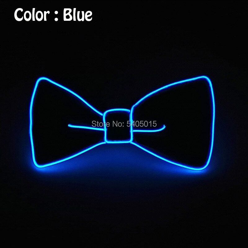 Pajarita de alambre brillante para fiestas, suministros para carnaval, decoración artesanal para vacaciones, 10 colores opcionales, , alimentado por DC-3V EL: Blue