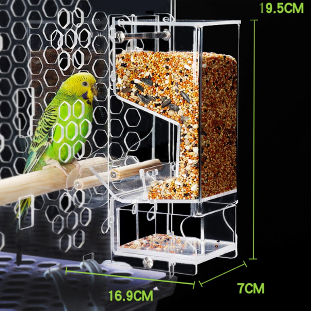 Automatic Bird Feeder Pet Bird Cage Feeder Food Container Transparent Parrot Feeding Box