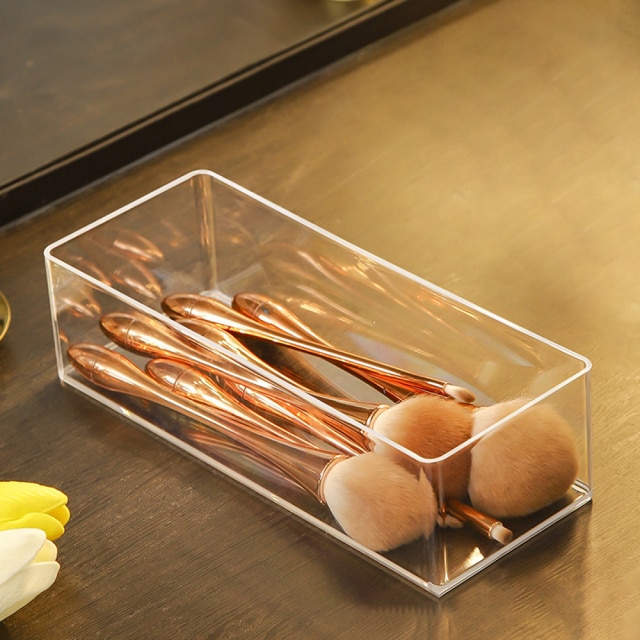 2022 Transparent Acrylic Makeup Layered Storage Box Dressing Table Cosmetic Lipstick Finishing Grid Box Desktop Drawer Storage: Single grid-null
