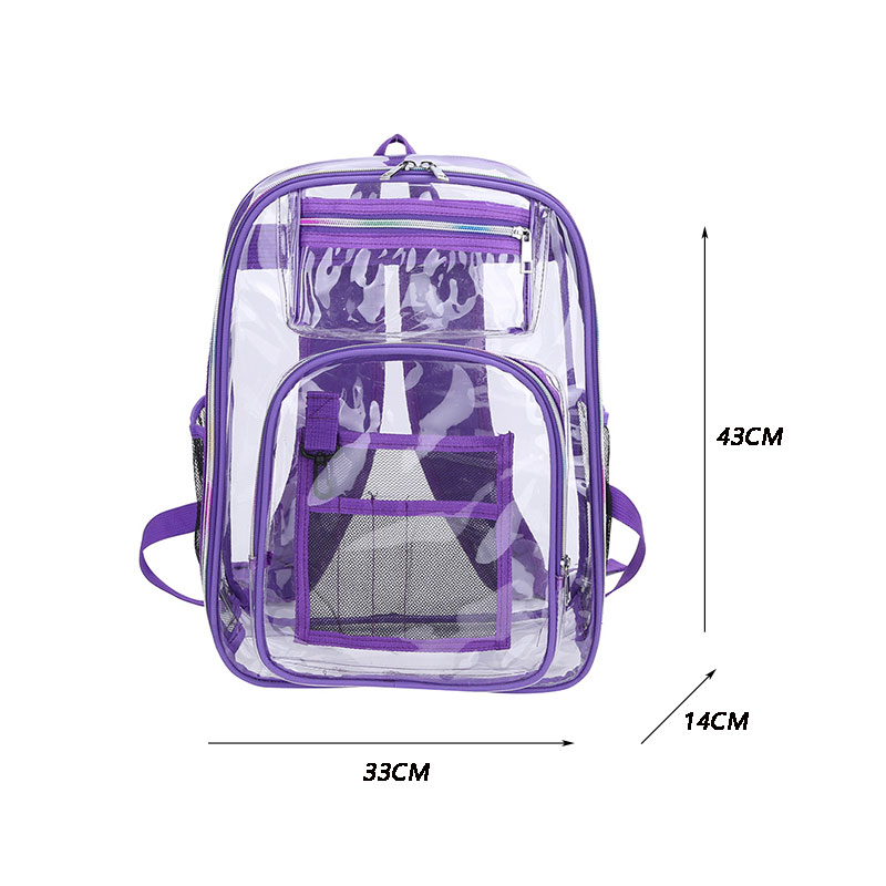 Mochila impermeável transparente saco de escola grande capacidade mochila sólida clara unisex moda saco plástico transparente