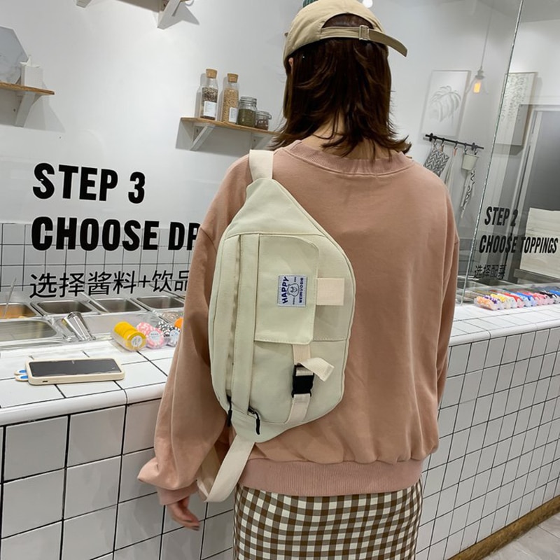 Unisex midjeväska fanny pack harajuku street style hip hop väska axelväskor stor kapacitet canvas crossbody pack midjepaket