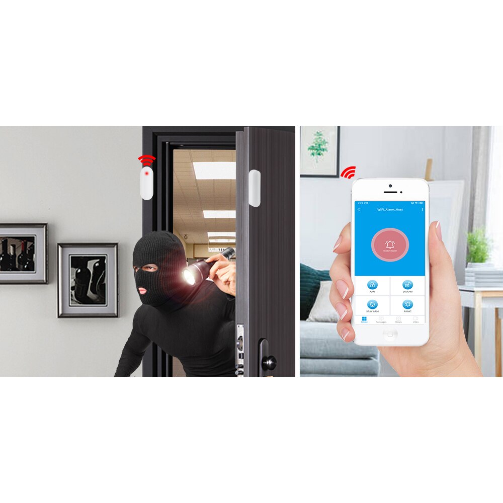 433MHz Door Window Alarm Sensor Wireless Magnetic Switch Contact Detector Signaling for Intruder Security Alarm System