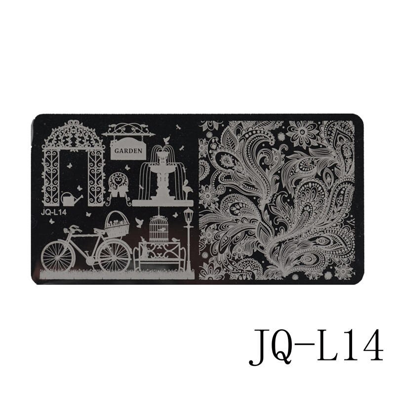 12 x 6cm rustfrit stål skønhed blonder billede nail art gør det selv billede printer manicure stencils negle stempling plader skabeloner: Jq -l14