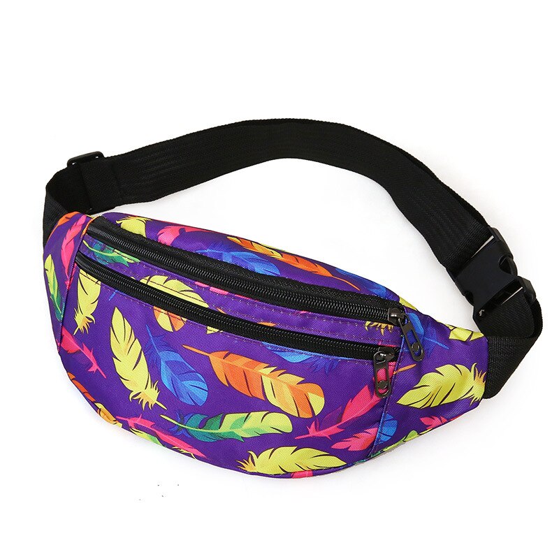 Riñonera holográfica para hombre y mujer, bolso de pecho a la , multifuncional, para teléfono: Leaves Purple