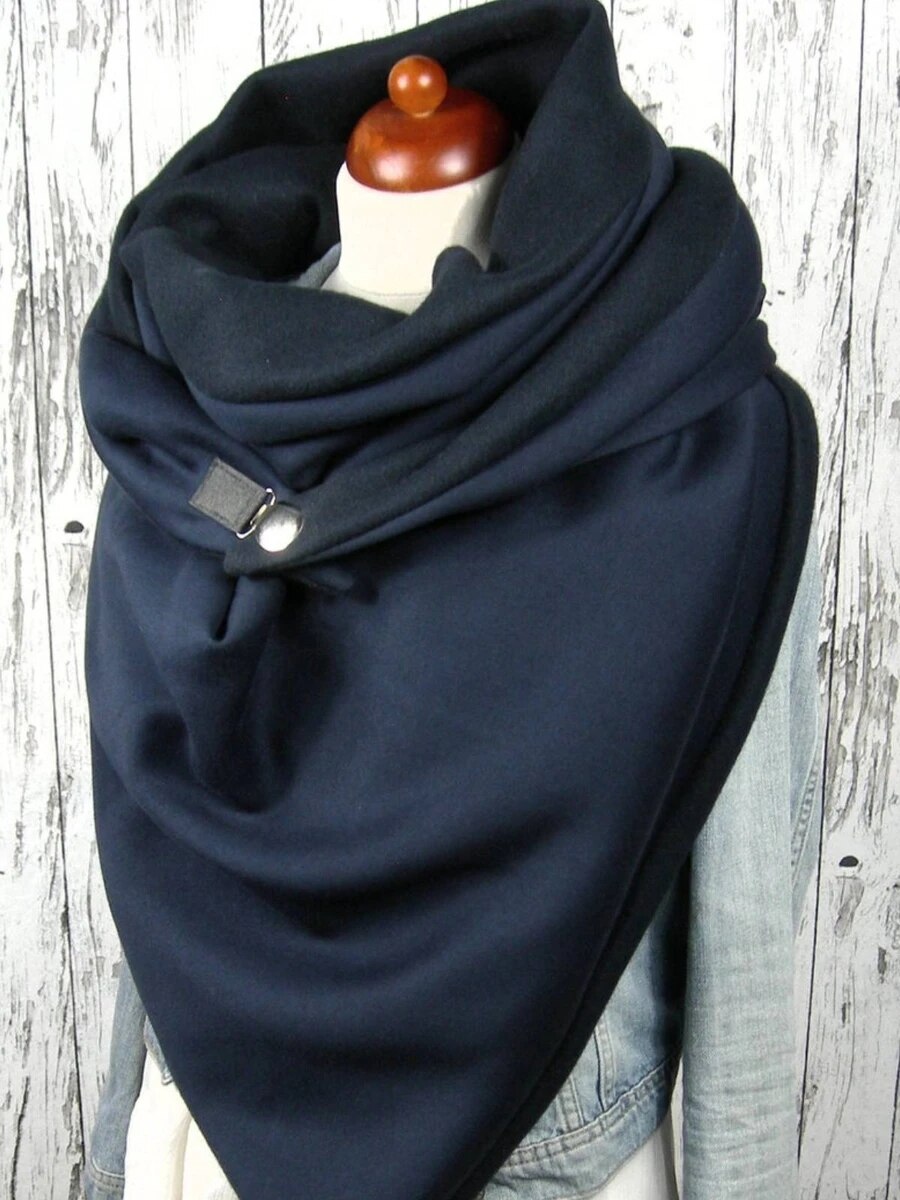 Casual Thick Warm Shawl Scarf Solid Color Triangle Wraps: W50-BL