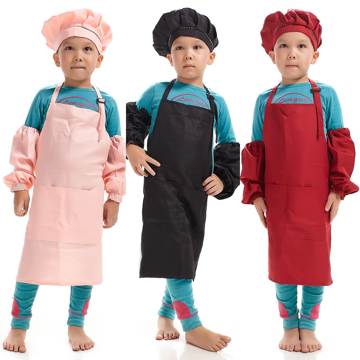 Kinderen Multicolor Koken Kleding Chef Uniform voor Kinderen Keuken Cosplay Halloween Party Kostuum Jongens Meisjes Schort Hoed Manchet