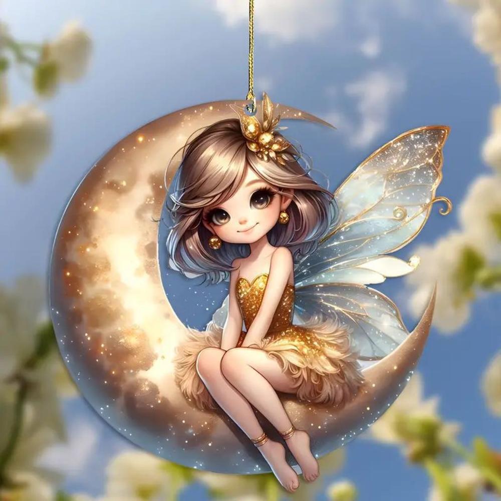 2d akrylgrønne alv-anheng blomsterfe-anheng små friske bilanheng tegneserie søt alv bil bakspeildekorasjonsanheng: Sjokolade