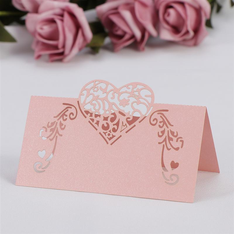 50 stuks gesneden hartvormige tafelnaamkaartjes, plaatskaartjes, decoratie voor bruiloften en feesten