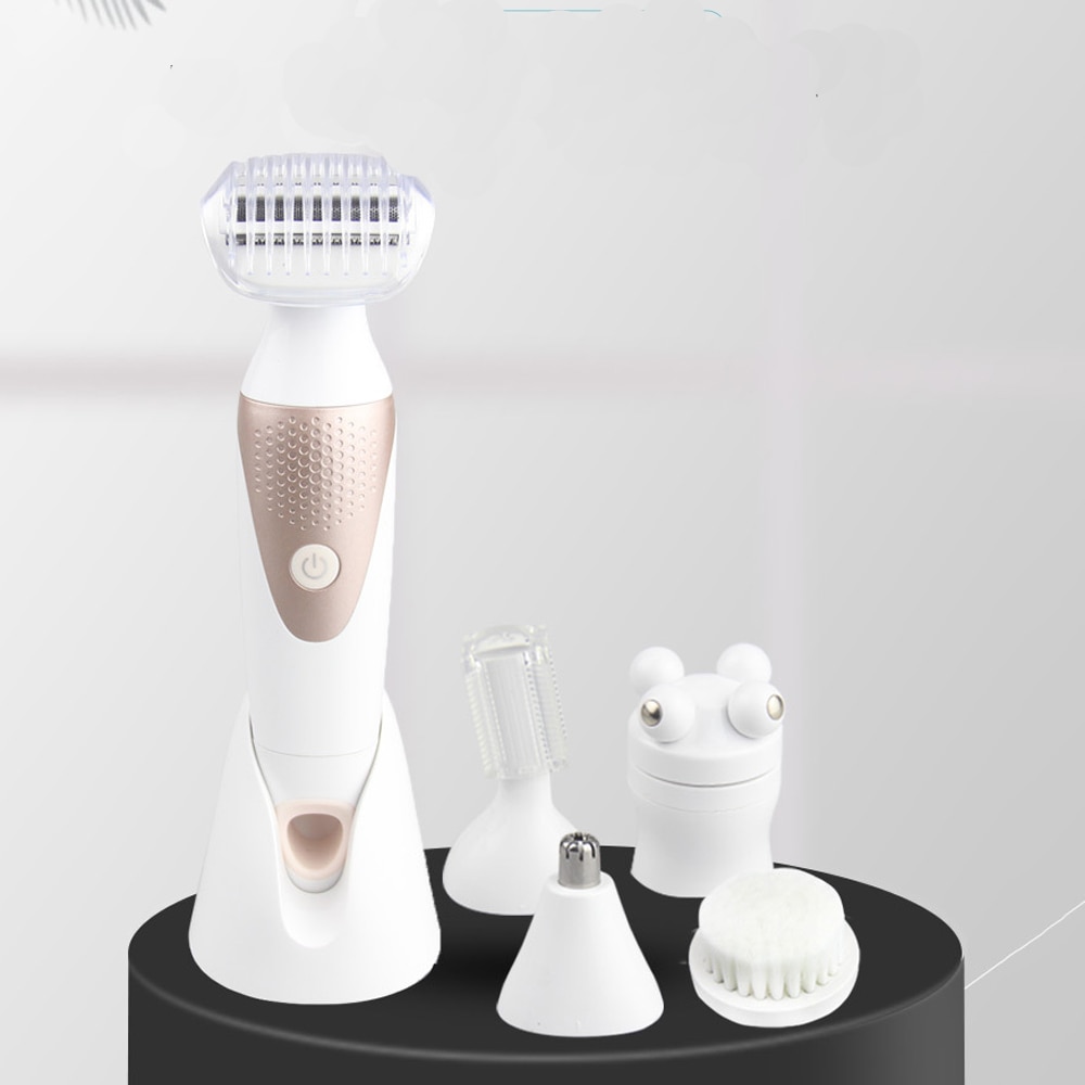 5 in 1 kvinder hårfjerning dame barbermaskine uldenhed epilator kvindelig barbermaskine øjenbryn næse elektrisk trimmer ansigtsrensning