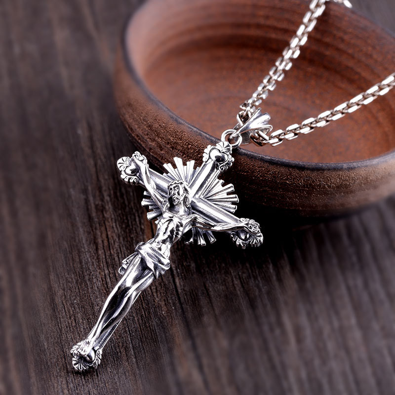 BALMORA 925 Sterling Silver Jesus Crucifix Cross Charm Pendants for Women Men Religious Christian Jewelry Without Chain