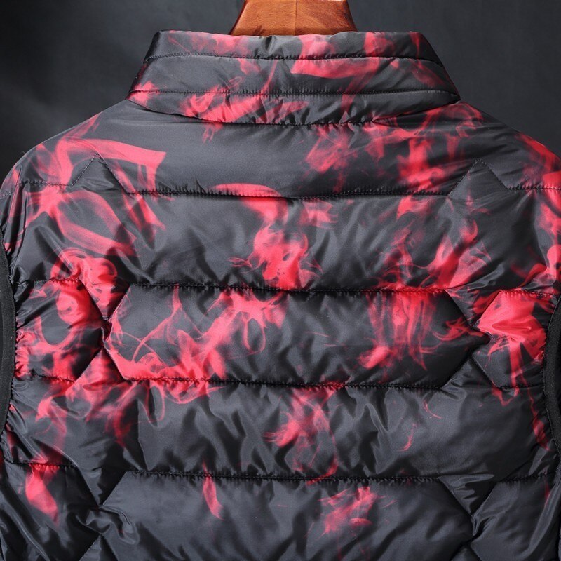 Autumn Winter Mens Thick Cotton Sleeveless Printing Waistcoat Stand Collar Loose Plus Size 3XL-10XL Causal Male Vests