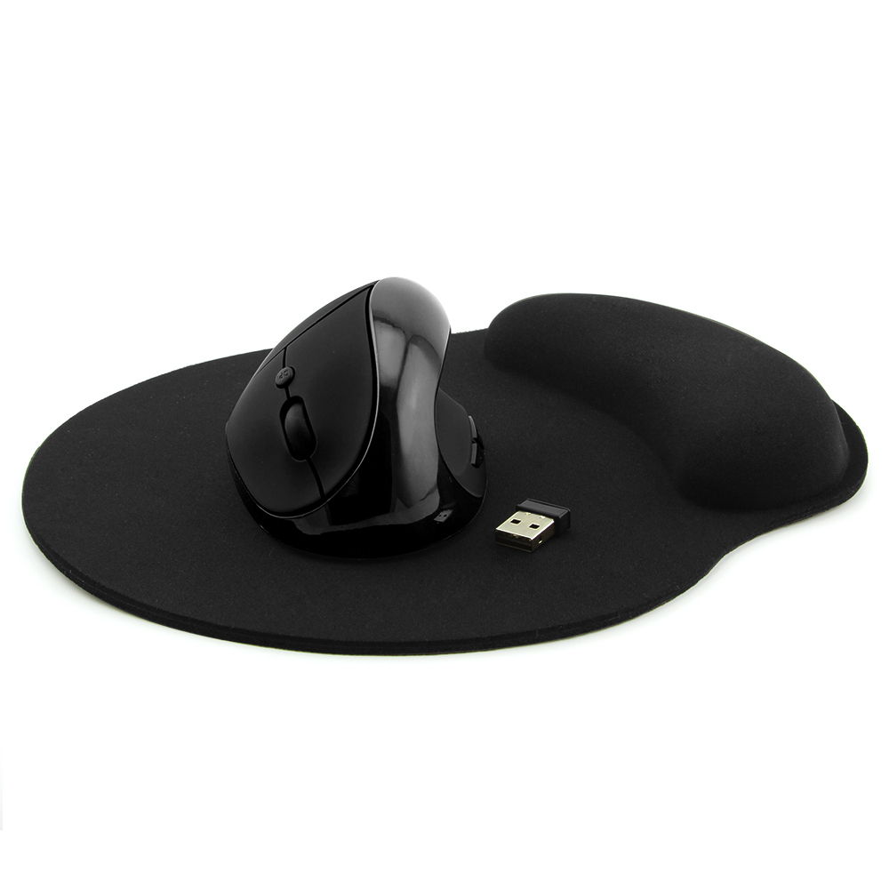 CHYI Ergonomische Vertikale Drahtlose Maus Wiederaufladbare Optical Gaming Mäuse 1600DPI Computer Maus Mit Maus Pad Für Laptop: Black Mouse And Pad