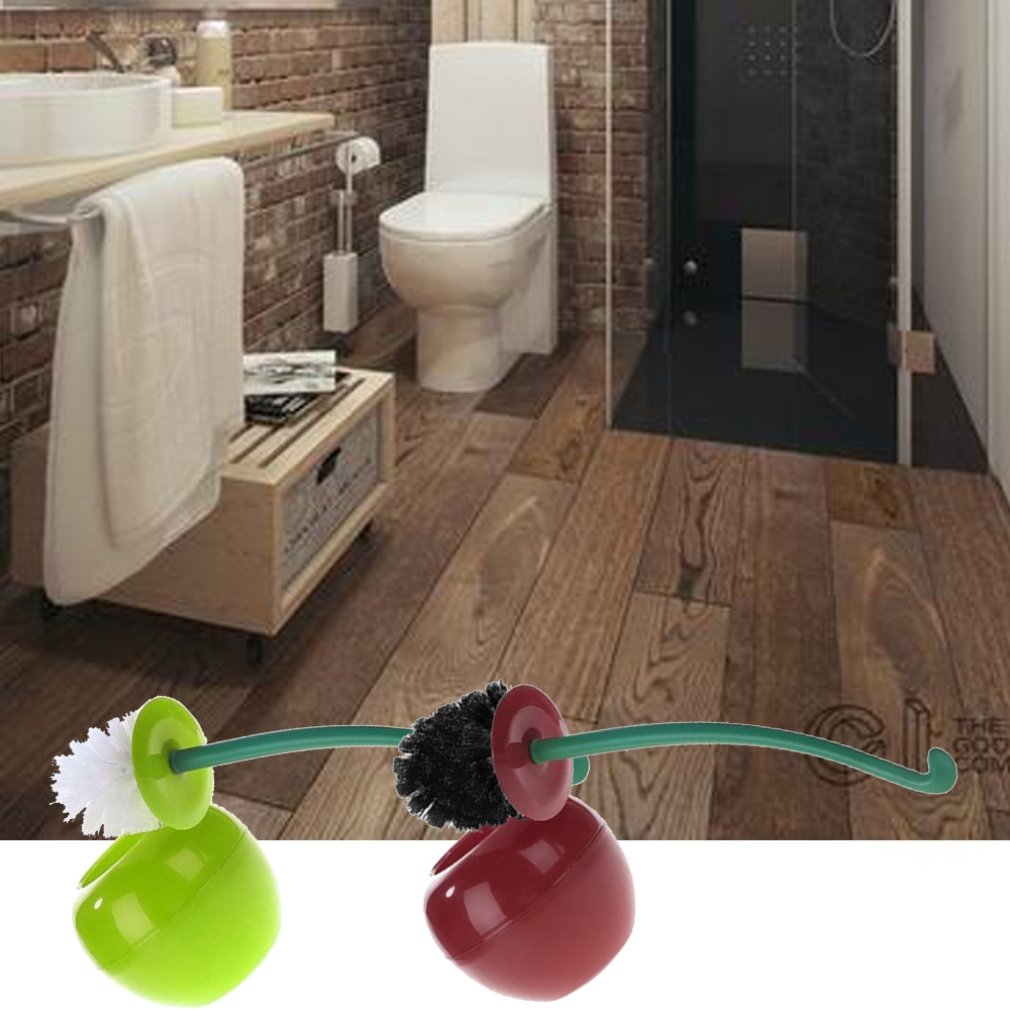 Porte-outil de nettoyage de salle de bain avec Base, bol de toilette au de cerise drôle, brosse de nettoyage de la maison