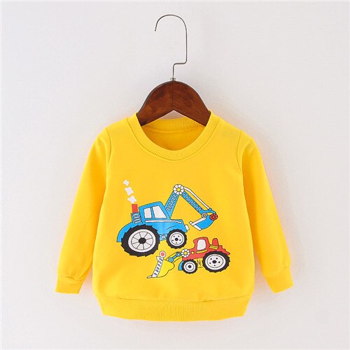 Katoenen Baby t-shirt Lange Mouw T-shirts voor Baby 'S Cartoon O-hals Top Baby Boy Eerste Verjaardag Outfit Jongen Shirt Kleding Tees: Geel / 9m