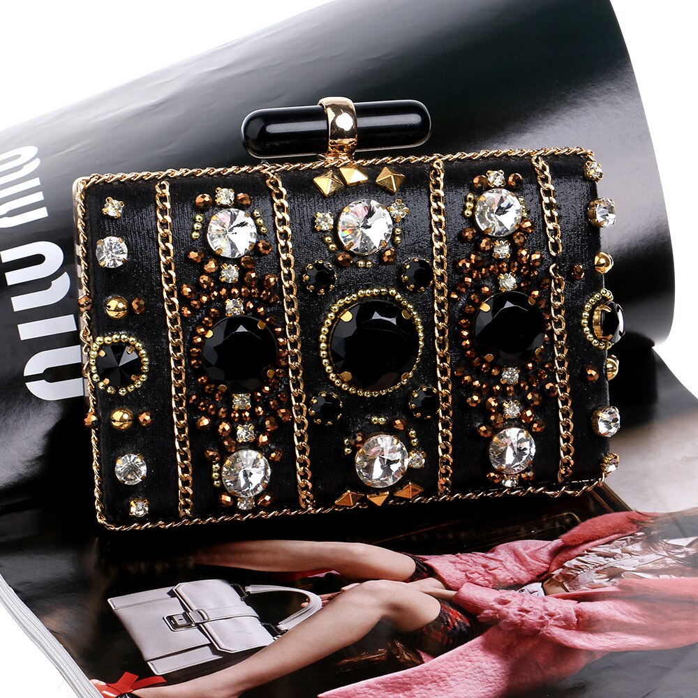 Kettingen tassen dames avondfeest handtas diamanten portemonnees luxe kristallen clutches bruids bruiloft feest bloemen portemonnees tas: Default Title