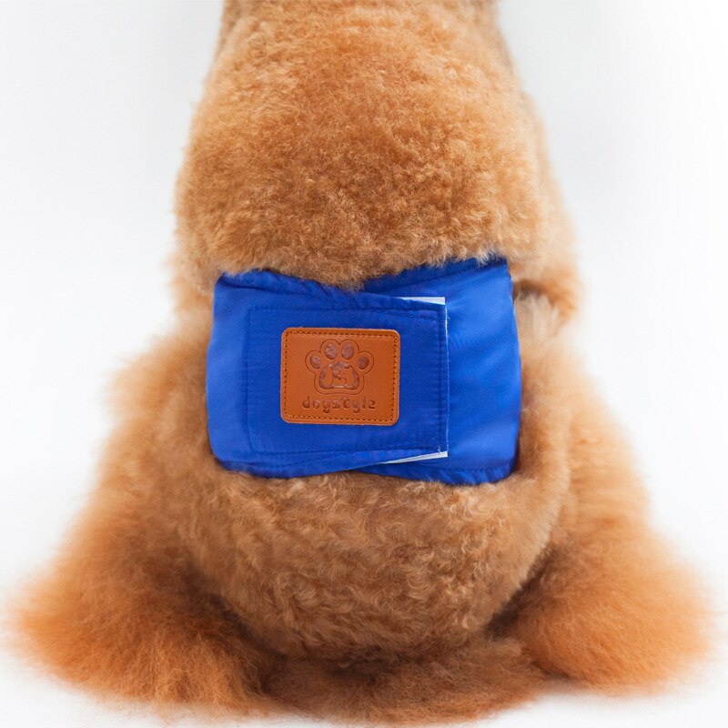 Dog Diaper Washable Durable Physiological Pants Diapers Soft Leak-proof Pants Magic Stickers Shorts Solid For Dogs Pet Underwear: Blue / L
