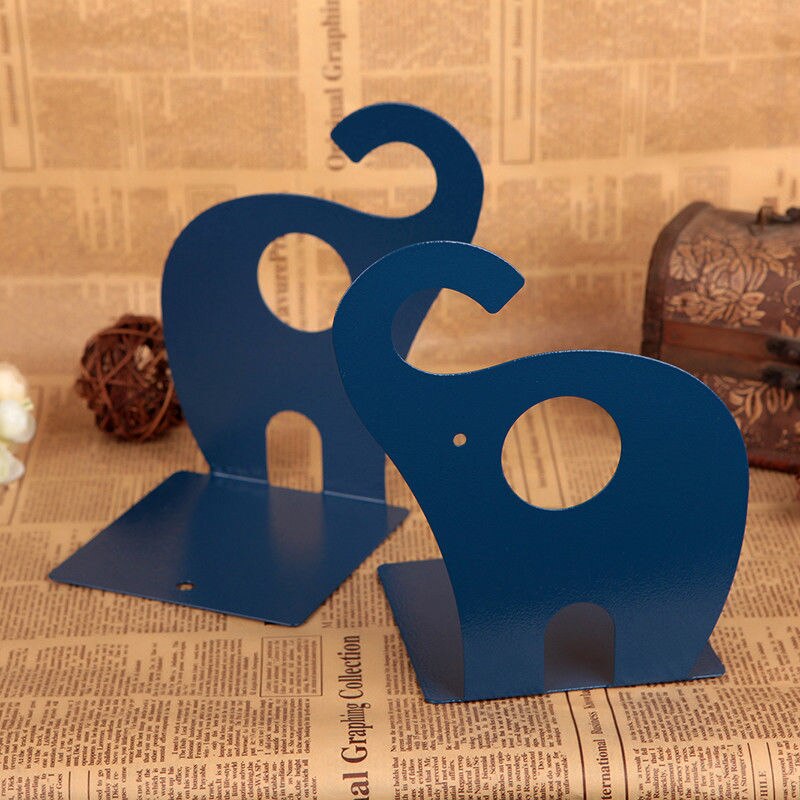2 Pcs/Set Cute Giraffe and Elephant Book Stand Cartoon Metal Bookend Reading Book Holder Shelf: F