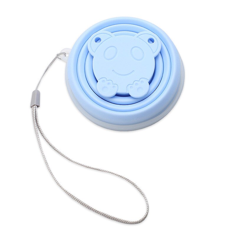Draagbare Siliconen Cup Opvouwbare 200Ml Outdoor Telescopische Cup Kleine Cartoon Siliconen Vouwen Reizen Intrekbare Gorgelen Cup: Blue