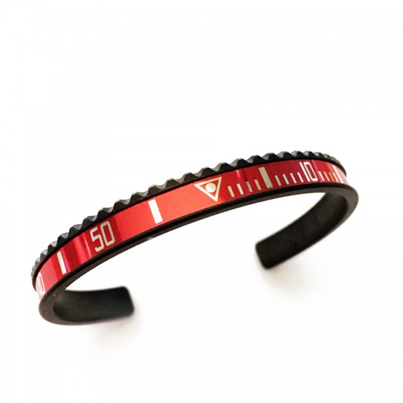 Aço inoxidável manguito pulseiras famosa marca preta pulseira de carro da motocicleta para mulheres s03: black-red
