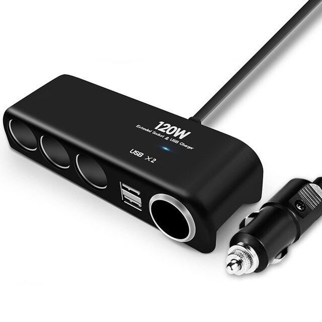 Divisor de mechero de coche, adaptador de cargador USB, carga en el encendedor de cigarrillos, 4 vías, 12V, 24V: Default Title