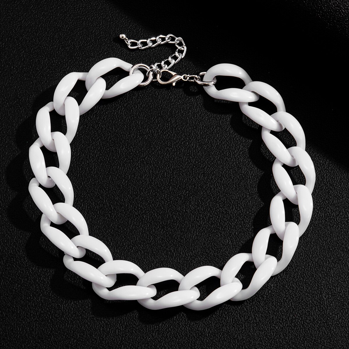 Shixin acrylic gothic short chunky choker necklace collar for women/men hip hop thick link chain necklaces on neck jewelry: S01