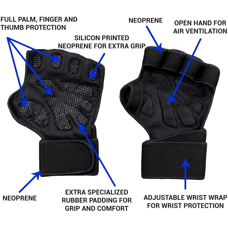 Weight Lifting Gloves Training Gym Grips Fitness Glove Women Men Crossfit Bodybuilding Gymnastics Wristbands Hand Palm Protector