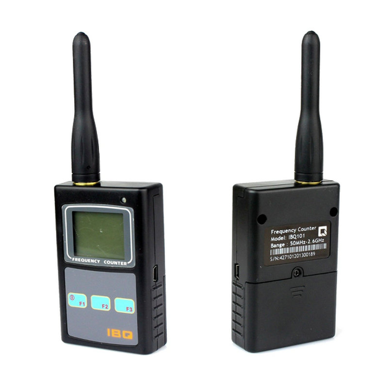 IBQ101 Portable Handheld Frequency Counter Bugs RF Wireless Camera Scanner Detector 50MHz-2600MHz Radio Tester