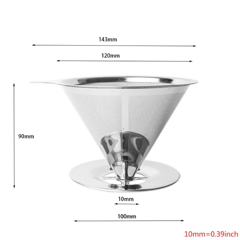 Reusable Coffee Filter Stainless Steel Cone Coffee Filter Baskets Mesh Strainer