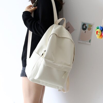 Simple Classic Designe Canvas Women Backpack School Student Book Bag Leisure Travel Young: Beige Big Oxford