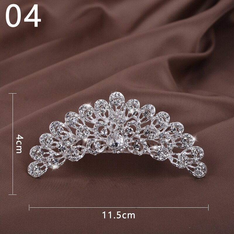 Prinzessin Krone für Mädchen Zeigen Braut Krone Tiara Diadem Silber Farbe Kristall Blumen Hochzeit Braut Haar Zubehör Kopf Schmuck: 4
