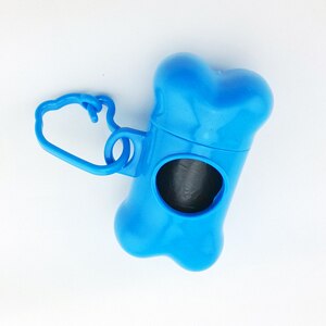Saco de cocô para cachorro 1 rolo, dispensador de osso para animais de estimação, saco de limpeza, bolsas de caca de perro cachorro bolsa dispensador: Blue Dispenser plus