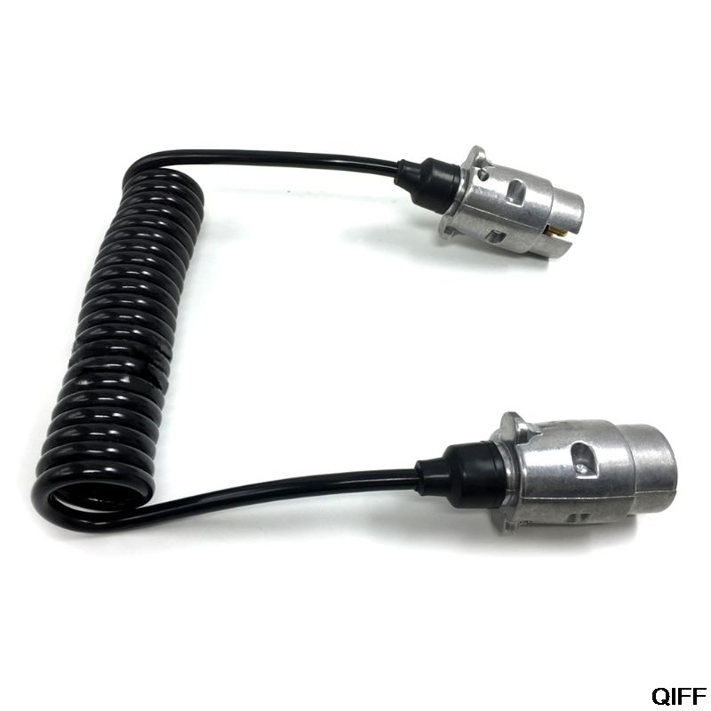 7 pin metall trailer pluggar w / lockigt förlängningskabel ledningen 1.5m hane till hane 12v trailer belysning ombord husvagn kan 06