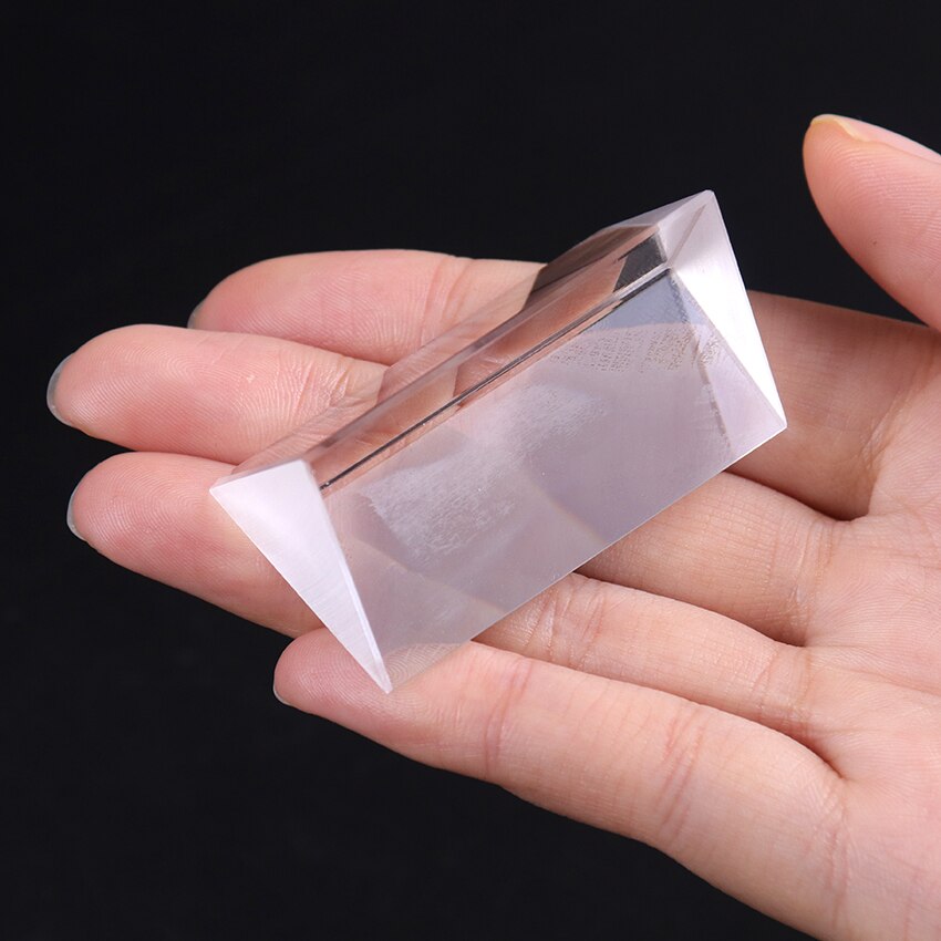 Students Teaching Equipment 30x30x50mm Triangular Prism Optical Prisms Glass Physics Teaching Refracted Light Spectrum Rainbow