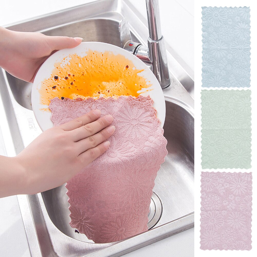 Bloemen superabsorberende schoonmaakdoek, poetsdoek, vaatdoek, keukengootsteen, microvezel schoonmaakdoeken