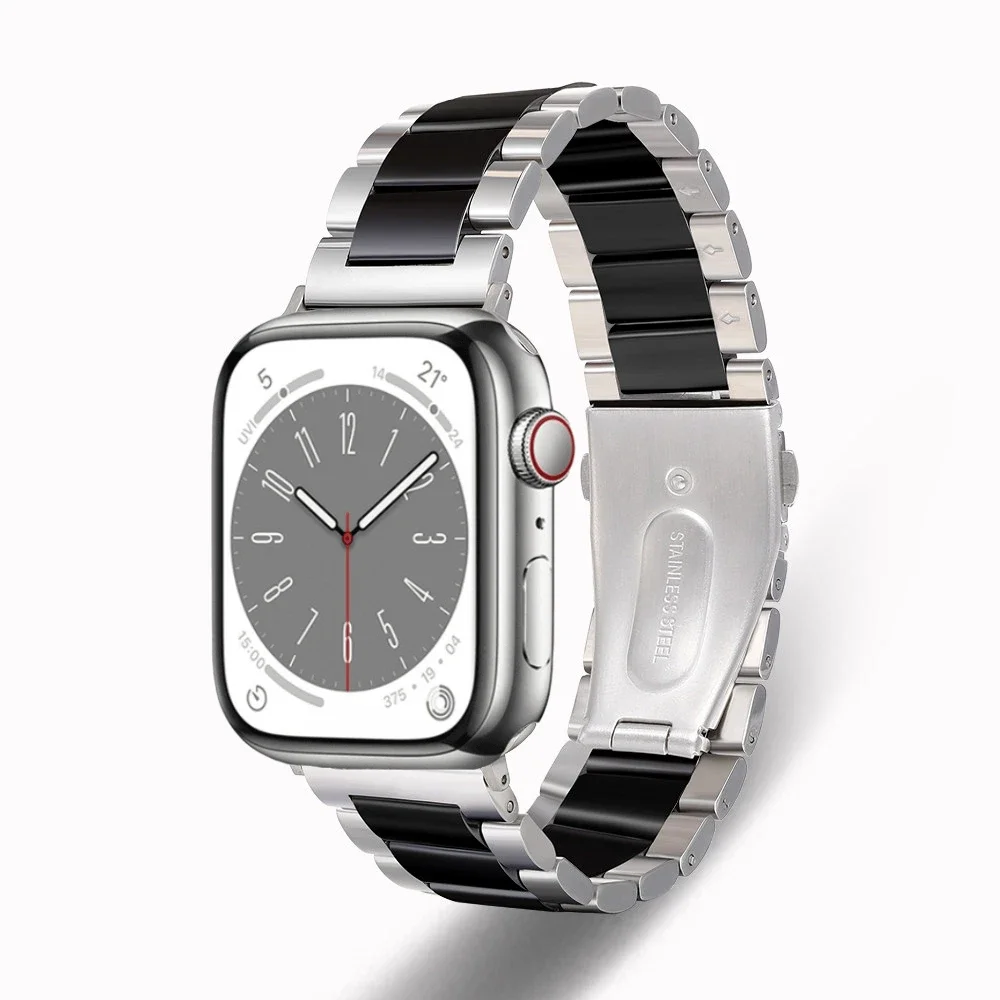 Metal+Ceramic Strap For Apple Watch Ultra/2 49mm 10 9 8 7 Stainless Steel Bracelet band iWatch 6 5 4 SE 46mm 44mm 45mm 41mm 42mm: Black Gray / 16mm