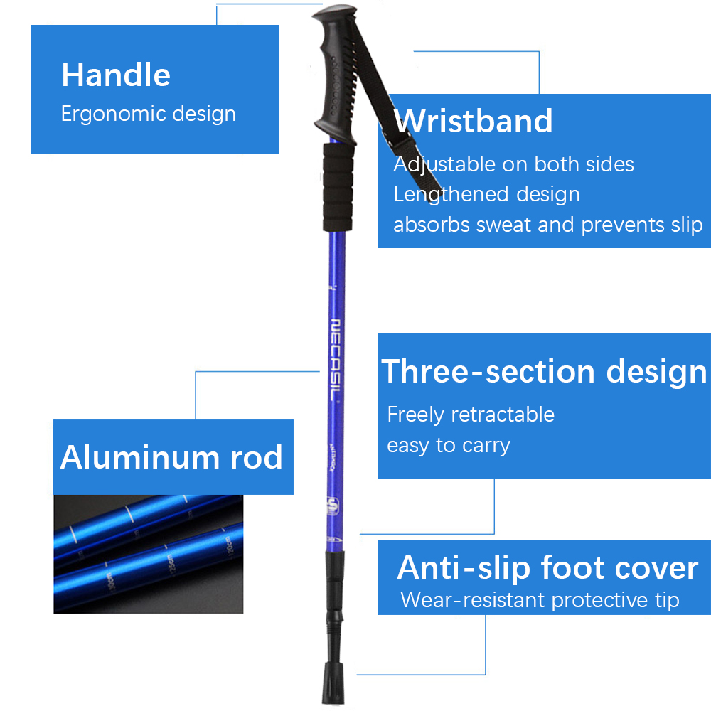 Outdoor Camping Walking Stick Telescopic Hiking Stick Aluminum Foldable Hiking Poles Outdoor Accessories For Trekking Camping