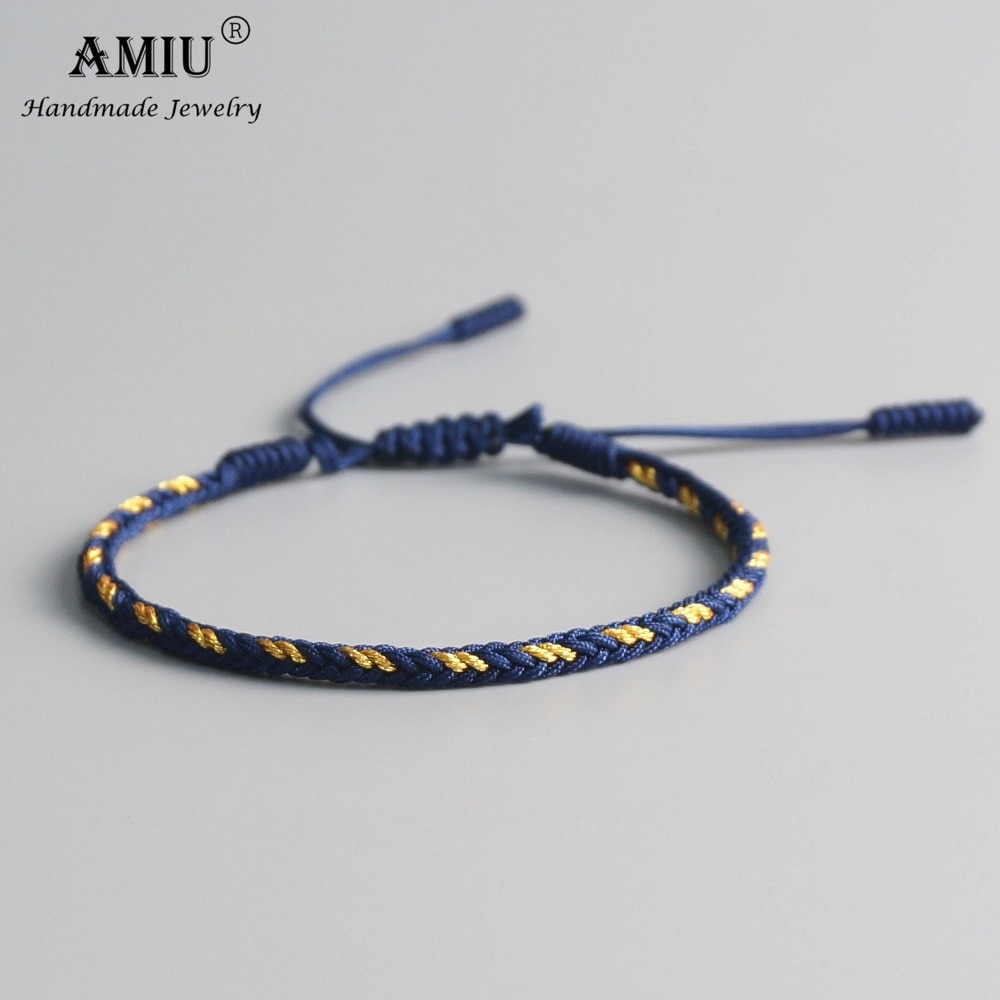 AMIU-Pulseras budistas tibetanas multicolores para mujer y hombre, brazaletes hechos a mano de nudos, cuerda de macramé, pulsera de la suerte