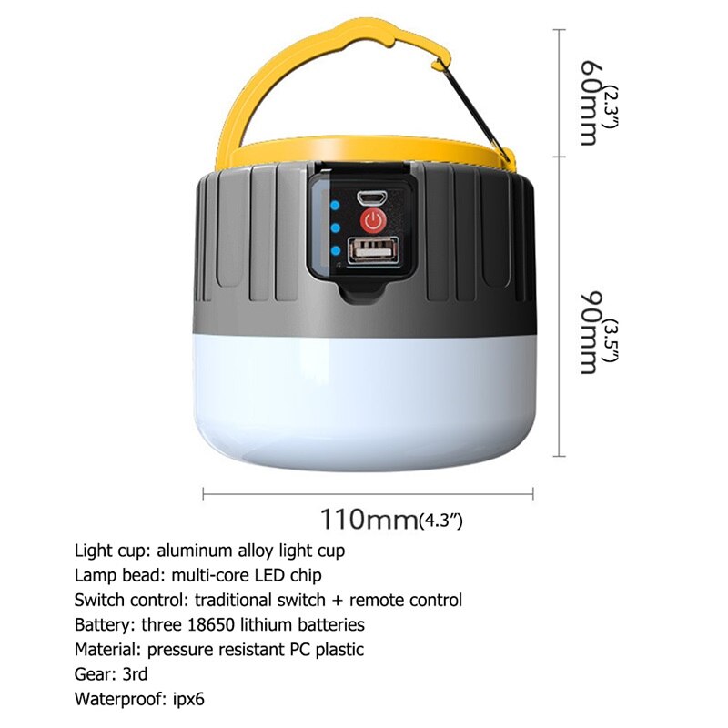 Outela Solar Draagbare Lantaarns Afstandsbediening Tent Licht Super Heldere Avondmarkt Licht Camping Licht