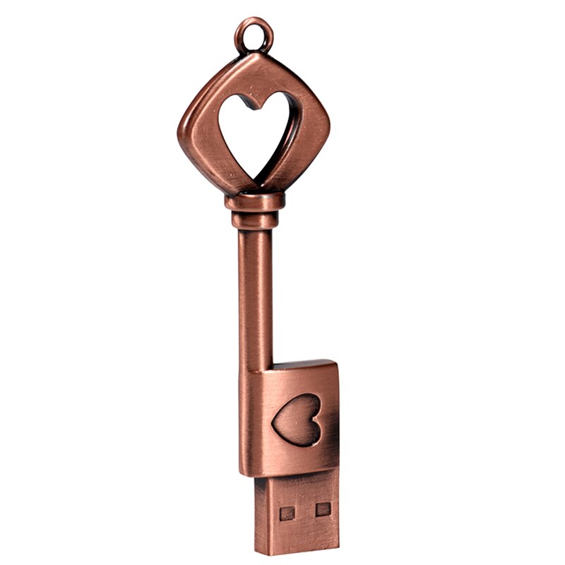 JASTER copper love heart shaped key flash drive USB 2.0 pen drive 4gb 8gb 16gb 32gb 64GB metal keys memory Stick wedding: 8GB / A