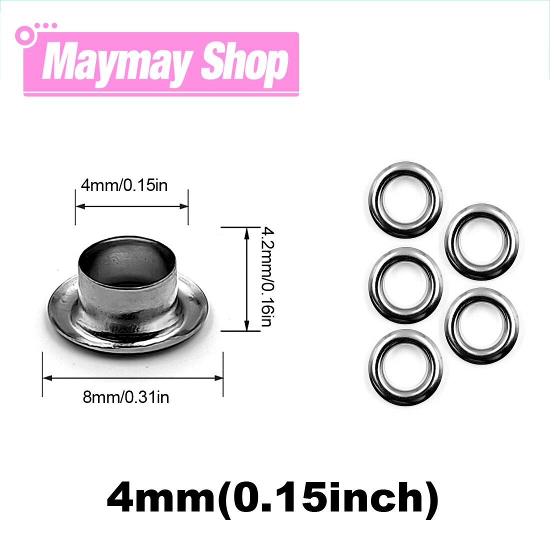 Juego de Ojales metálicos con arandelas para ropa, herramientas de artesanía de cuero, accesorios, zapatos, cinturón, tapa, bolsa, 4mm, 100 Uds.: Gunblack