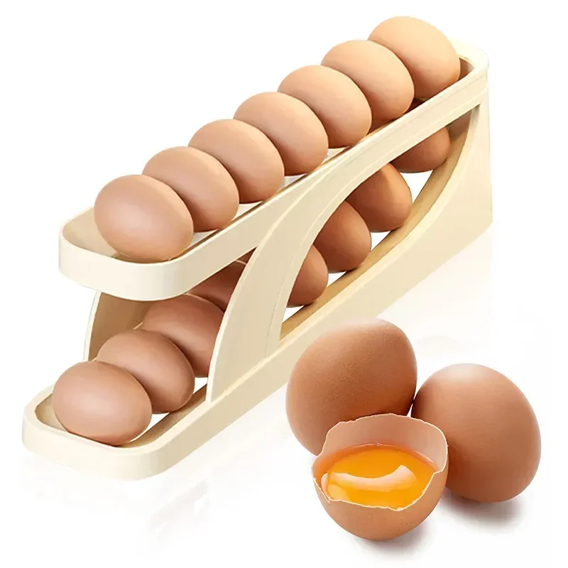 Automatisches Scrollen Eier Regal Halfter Aufbewahrung sbox Eierkorb Behälter Organizer Rolldown Kühlschrank Eier Spender für sterben Küche: Licht Grau