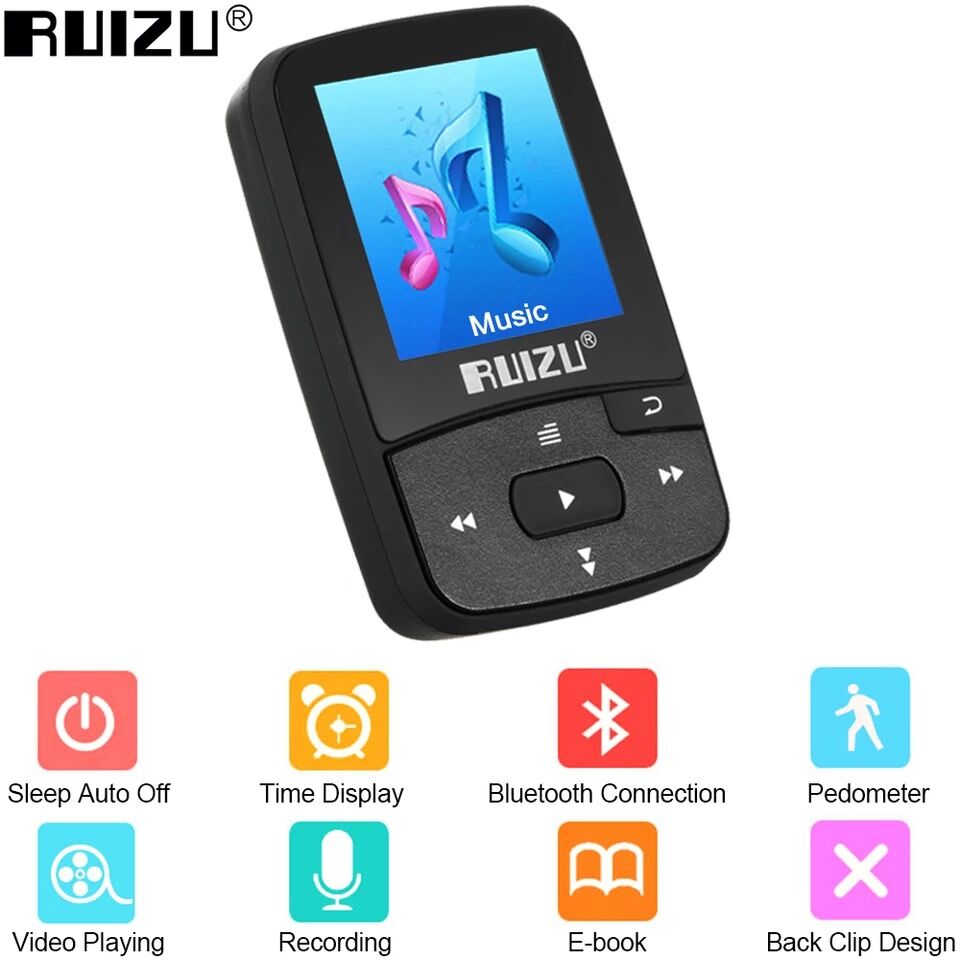 Original Ruizu X50 Sport Bluetooth MP3 Speler 8Gb Clip Mini Met Screen Ondersteuning Fm, Opname, E-Book, Klok, Stappenteller