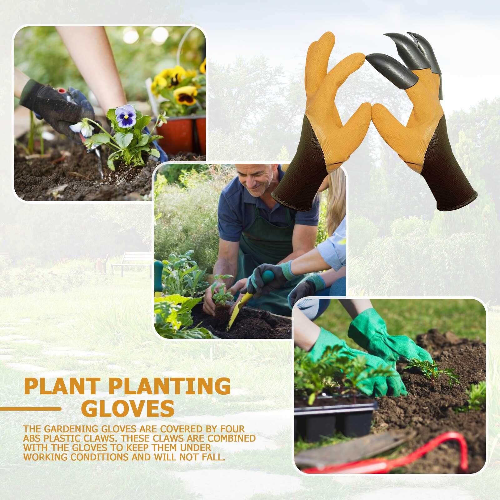 Garten Handschuhe mit Krallen, Wasserdicht, Arbeits Handschuhe für Graben, Pflanzung