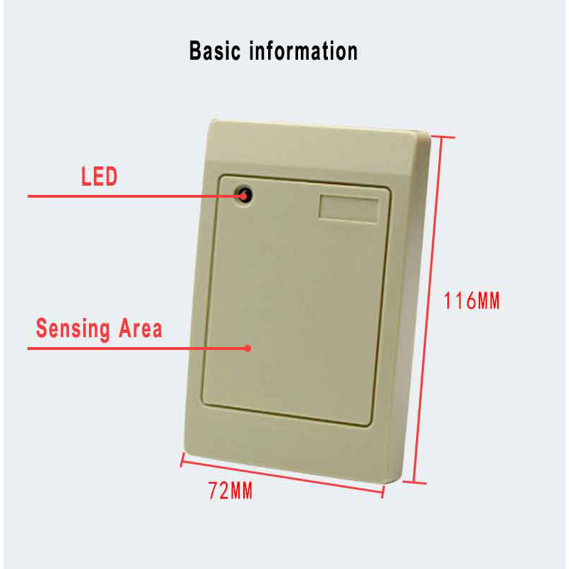 Lector de tarjetas RFID, lector de identificación EM con salida wiegand 125 blanca de 26/34 K, conectar al Control de acceso sn:08A01