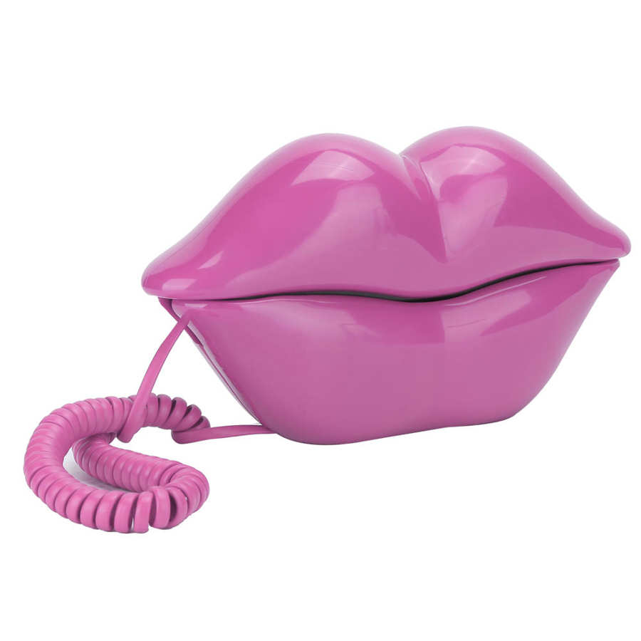 Lips Telephone Electroplate Desktop Landline Phone for Home Office Decoration Lip Shaped Phones telefone Red / Purple: Pink3