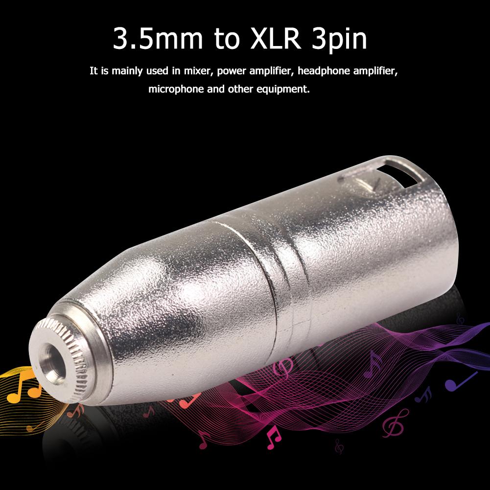 3Pin Adapter All Copper Contact Piece Zinc Alloy Shell XLR Female to 1/8 inch 3.5mm Male Audio for Amplifier Headphone Mic