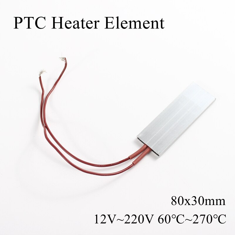 80x30mm 12V 24V 36V 48V 110V 220V PTC elemento calentador termostato constante termistor Sensor de calefacción de aire carcasa de aluminio 80*30mm