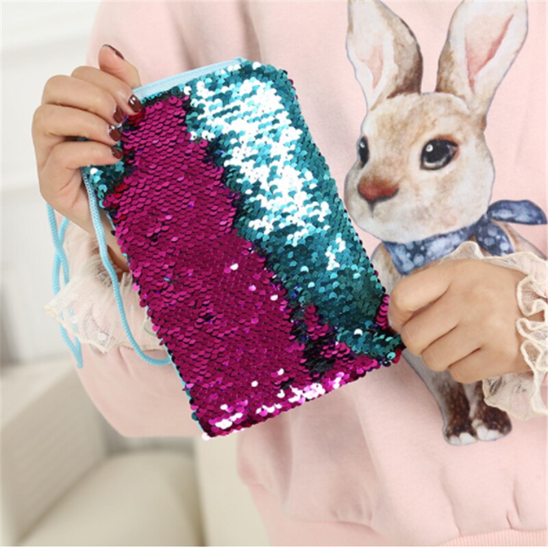 Kinderen Mermaid Pailletten Portemonnees One-schouder Crossbody Portemonnee Meisjes Lanyard Sequin Kleine Vierkante Zakken Handtassen